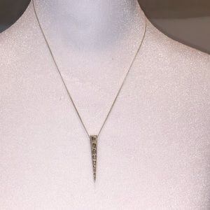 GRETCHEN VENTURA STERLING SILVER CHAIN W/ DIAMOND SLICE SILVER SPEAR PENDANT